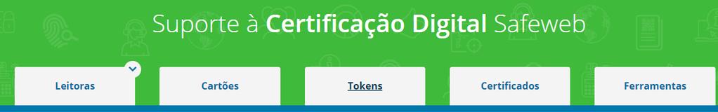 Após escolha a opção Tokens, conforme indicado na tela abaixo.