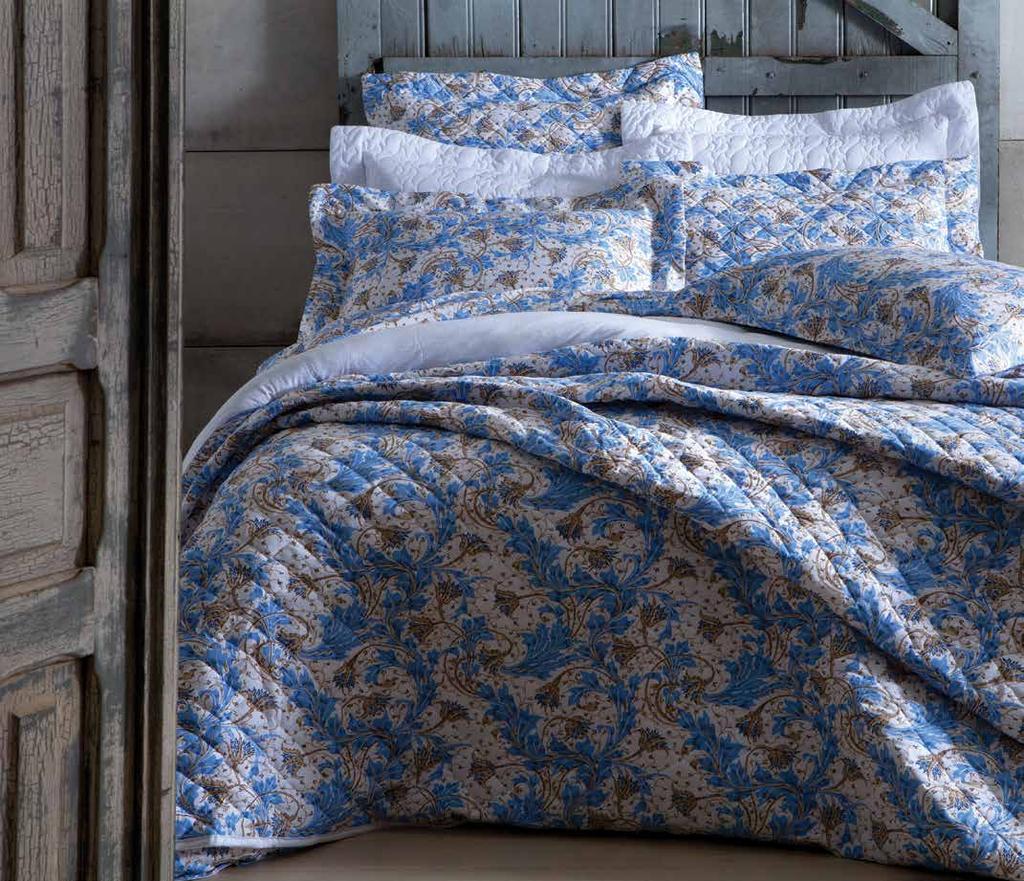 Blue Flowers Malha Penteada Jogo de Cama 2,90 m x 2,50 m King 302643 2,40 m x 2,50 m Queen 302548 2,20 m