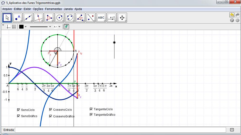 na Contemporaneidade: desafios e possibilidades Brasileira de Figura 3: Ciclo e gráfico do seno, cosseno e tangente Fonte: Figueiredo, 2015 Nas tarefas matemáticas da THA realizadas no quarto