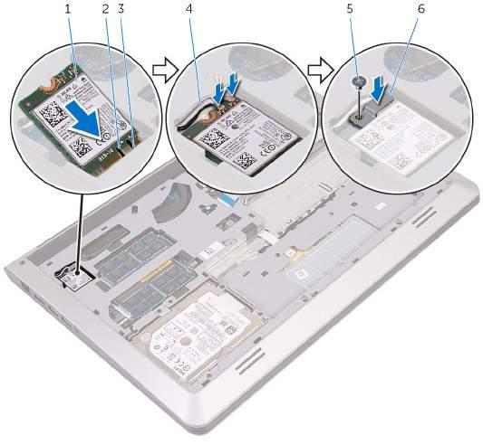 5 Recoloque o parafuso que prende o suporte da placa sem fio à placa de sistema.