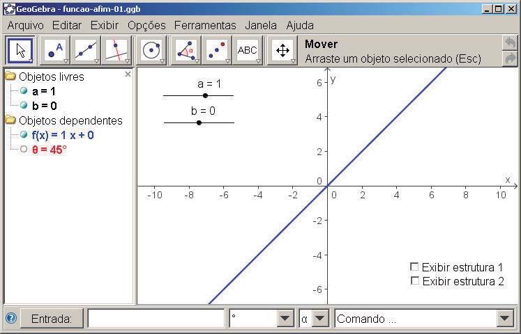 Observações A função afim y f x a x + b 1 O gráfico de uma função afim é uma reta: a éocoeficiente angular com relação ao eixo x e b é o coeficiente linear da reta.