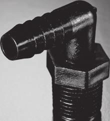 (1 2") x espiga de 12 mm (1 2") - Nylon Espiga x tubo em cotovelo Número da peça Descrição 8-006-01 NPT macho de 10 mm
