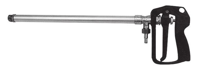Pistolas de pulverização de padrão ajustável 3381-0016 Pistola de pulverização de padrão ajustável Tambor de 38 cm (15") Bico de 3 mm Entrada MNPT de 10 mm (3 8") Dimensionado para pulverização