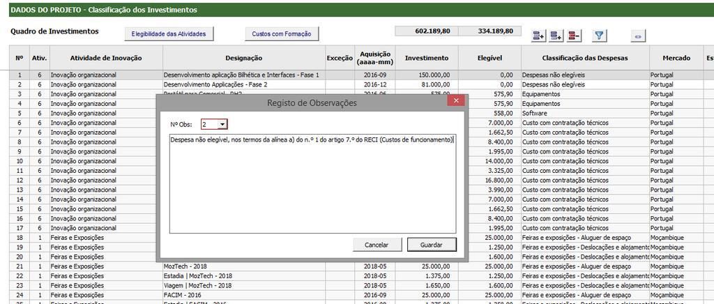 Sistemas de Incentivos às Empresas Exemplo: Empresa (PME) ABC, Lda QUADRO DE