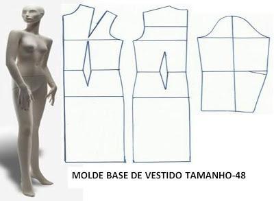 MOLDE BASE DE VESTIDO TAMANHO 48 = XL/G MOLDE BASE DE VESTIDO TAMANHO 48 O molde base de vestido tamanho 48 é o ponto de partida para poder fazer a transformação do modelo de vestido que pretende.