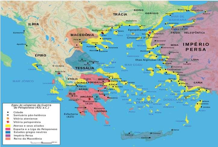 GUERRAS DO PELOPONESO 431 ac até 404 ac Opôs Esparta e Atenas Batalha de Egos Pótamos : Esparta derrota Atenas Esparta adota uma postura imperialista Reação de Tebas Atenas