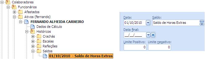 85 2.2.2. Funcináris cm Sald de Banc de Hras O usuári deverá cadastrar na subpasta Histórics, na pasta Dads de cálcul d funcinári, sald d banc de hras a partir d qual sistema irá cntrlar.