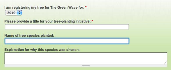 Passo 3 3 4 - Estou registrando minha árvore para a Onda Verde de: - Dê um nome para a sua