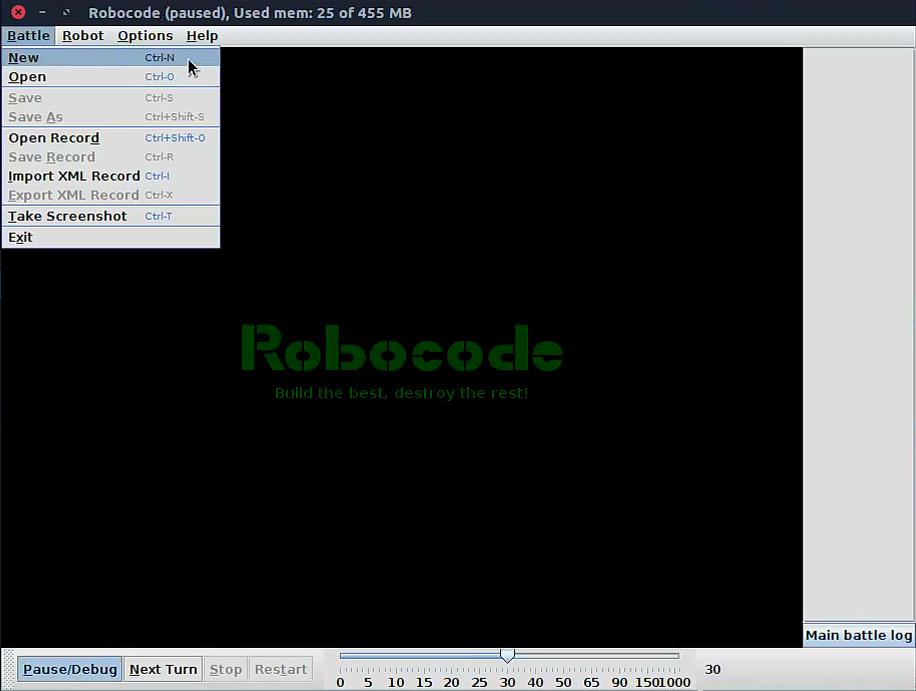 Iniciando no Robocode 11 Após a instalação, primeiro, vamos executar uma batalha para ver como o jogo se parece.