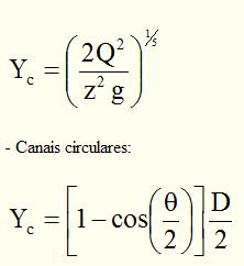 do canal e tenha altura igual a altura crítica (Yc) correspondente à vazão em