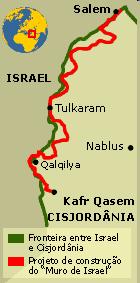 Muro da Cisjordânia Os israelenses começaram a construir, em junho de 2002, entre Israel e a Cisjordânia um "muro de