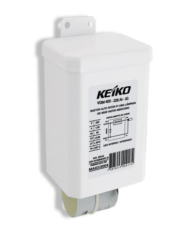 Reator Para Lâmpada Descarga Alta Pressão Os reatores Keiko para lâmpada scarga alta pressão, são equipamentos auxiliares que têm por finalida possibilitar o acendimento das lâmpadas e limitar a