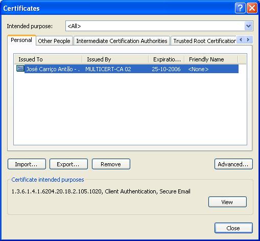Exportação do Certificado Digital Internet Explorer Abra o programa Internet Explorer Clique no menu Ferramentas / Tools Seleccione