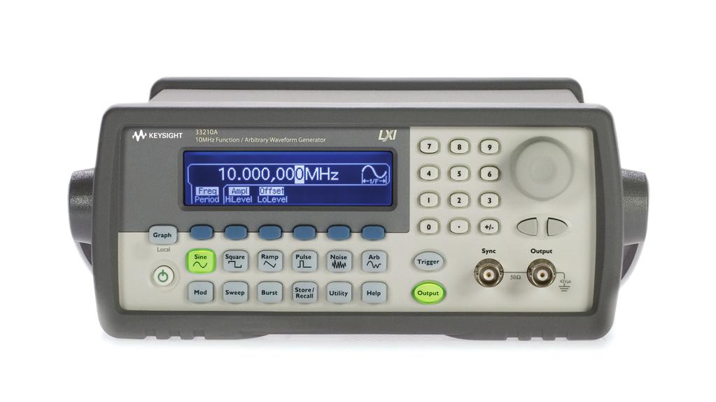 Keysight 33210A Gerador de Funções/Formas de Ondas Arbitrárias de 10 MHz Folha de Dados Ondas senoidais e quadradas de 10 MHz em pulso, rampa, triangular, ruído e CC Gerador de formas de onda