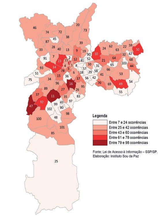 Por sua vez, os roubos de carga foram mais recorrentes em regiões periféricas no extremo norte e leste da capital, além de alguns pontos na região sul.