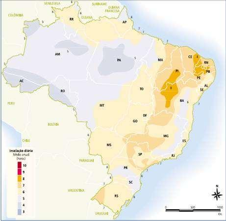 Brasil: 2200 horas de insolação Potencial de 15