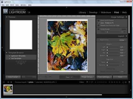 Impressão com Adobe Photoshop Lightroom Primeiro selecione sua impressora e opções de configuração de página no Lightroom.