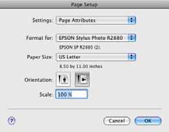 4. Selecione EPSON Stylus Photo R2880 no menu pop-up Format for (Formatar para). 5.