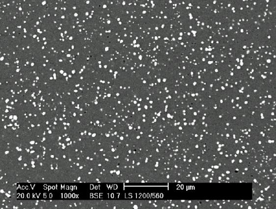 3 Micrografia de MEV do aço rápido Sinter 23 austentizado a 1140 C e revenido a 560 C. Aumento: 1000.