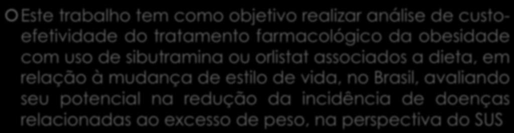 farmacológico da obesidade com uso de sibutramina ou orlistat associados a dieta, em