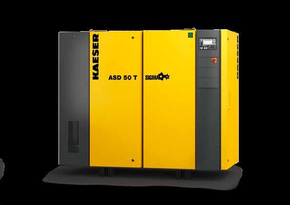 Compressores com secador por refrigeração: Séries: ASD T a DSD T do motor: 1 a 2 kw Caudal : 2,09 a 23, m³/min : 5,5 a bar () Separador ciclónico fiável KAESER O separador