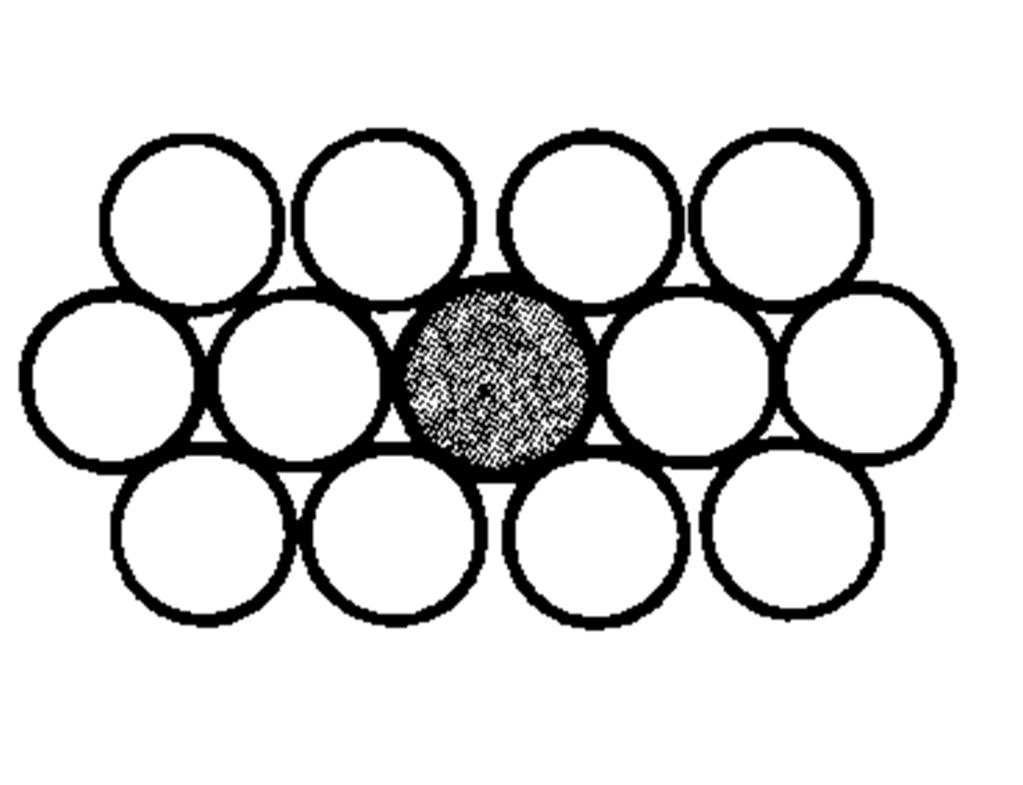 Impureza substitucional 5. DEFEITOS EM SÓLIDOS Este tipo de defeito ocorre quando um átomo estranho à rede cristalina ocupa uma posição destinada ao átomo original.
