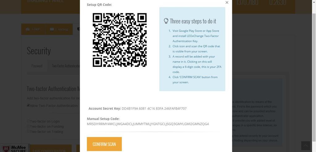 2. Uma janela pop-up será exibida mostrando o código QR.