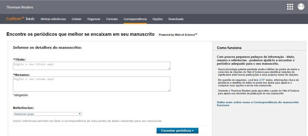 14 2.4 Formato Bibliografia Opção de salvar, imprimir ou enviar por e-mail listas de referências.