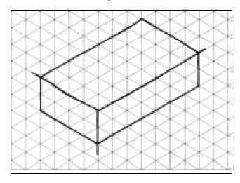 1ª fase - Esboce a perspectiva isométrica do prisma auxiliar