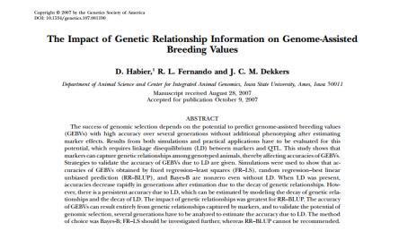 Predições Genômicas A acurácia dos valores genômicos preditos podem resultar completamente do parentesco genético capturado