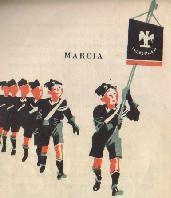 Controlo da juventude: para formar o bom fascista, os jovens italianos participavam em organizações juvenis paramilitares, onde lhes era dada formação física, militar e doutrinária, de maneira a que