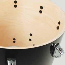 Todos os tambores são equipados com aros die-cast e os cascos são construídos utilizando o tradicional MAPLE norte americano.