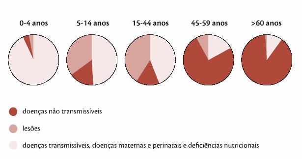 1. INTRODUÇÃO 21 Figura 1. Principais causas de morte em ambos os sexos, 1998, em países de baixa e média renda, por idade.