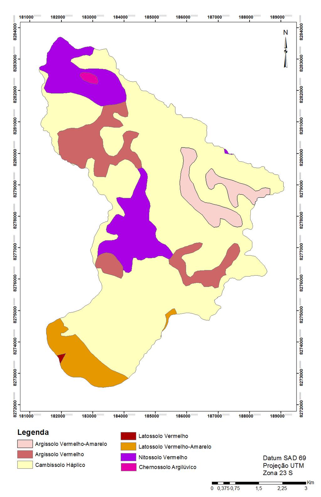 Figura 5. Mapa de solos da microbacia do Ribeirão Salinas, Distrito Federal. Fonte: modificado de Embrapa (19