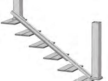 secções de escada com balaústres em alumínio A distância máxima entre capas de poste medida paralelamente ao guarda-corpos não pode exceder o