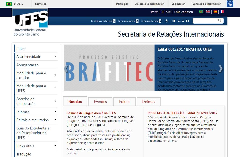 Secretaria de Relações Internacionais Página