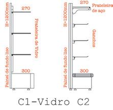 Gôndola fabricada em aço, com base + 4 prateleiras.