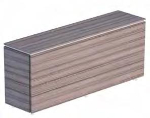 Balcão caixa modelo New Wood 04 A: Corpo em MDF liso e frente em MDF liso. B: Corpo em MDF madeirado e frente em MDF liso.