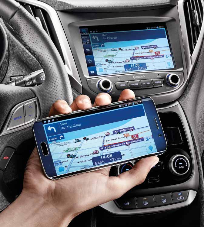 TECNOLOGIA COM UM DESTINO CERTO: MAIS COMODIDADE E SEGURANÇA. Central multimídia com tela touch screen de 7, espelhamento de celular por Wi-Fi Car Link, Apple CarPlay e Google Android Auto.