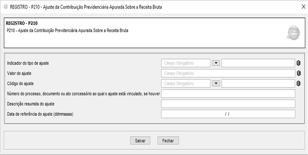 Registro P210 deve ser preenchido caso a pessoa jurídica tenha de proceder a ajustes da contribuição apurada no período, decorrentes de ação judicial, de processo de consulta, da legislação