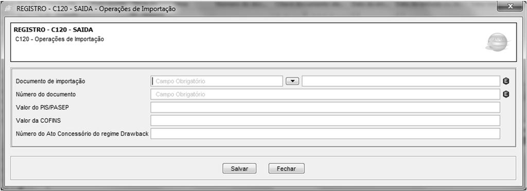 REGISTRO C120: COMPLEMENTO DO DOCUMENTO - OPERAÇÕES DE IMPORTAÇÃO (CÓDIGO 01) Este registro tem por objetivo informar detalhes das operações de importação, que estejam sendo documentadas pela nota