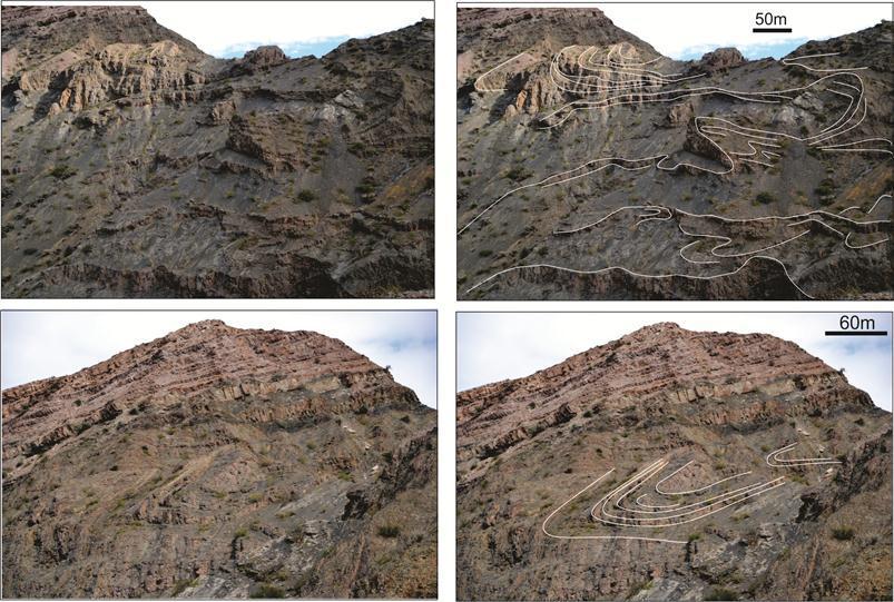 58 Figure 6 - Large scale multiple folding deformations at top of the MTD in Cerro Bola. 4.3.2.