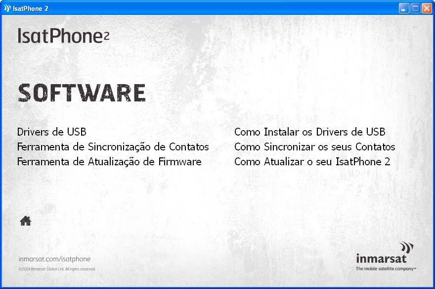 instalação da ferramenta de atualização do FIRMWARE DO ISATPHONE 2 Ocasionalmente, talvez seja necessário atualizar seu telefone para aprimorar a funcionalidade e o funcionamento.