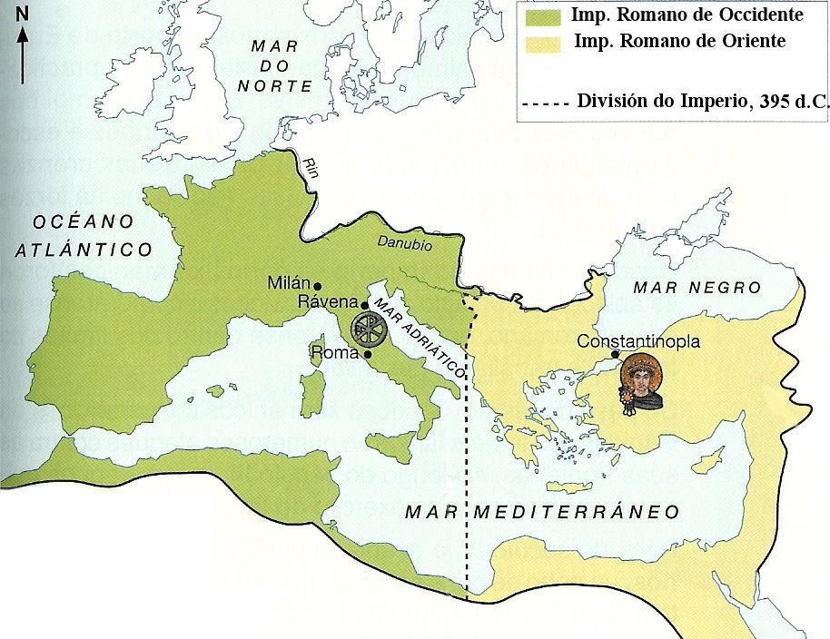 A partir do século III d.c. o Imperio Romano entrou en crise, sufriu os ataques dos pobos.