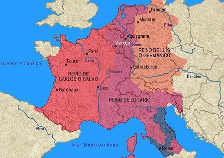 IMPÉRIO CAROLÍNGIO - homenagem a Carlos Magno dinastia carolíngia- Após sua morte, o império foi dividido