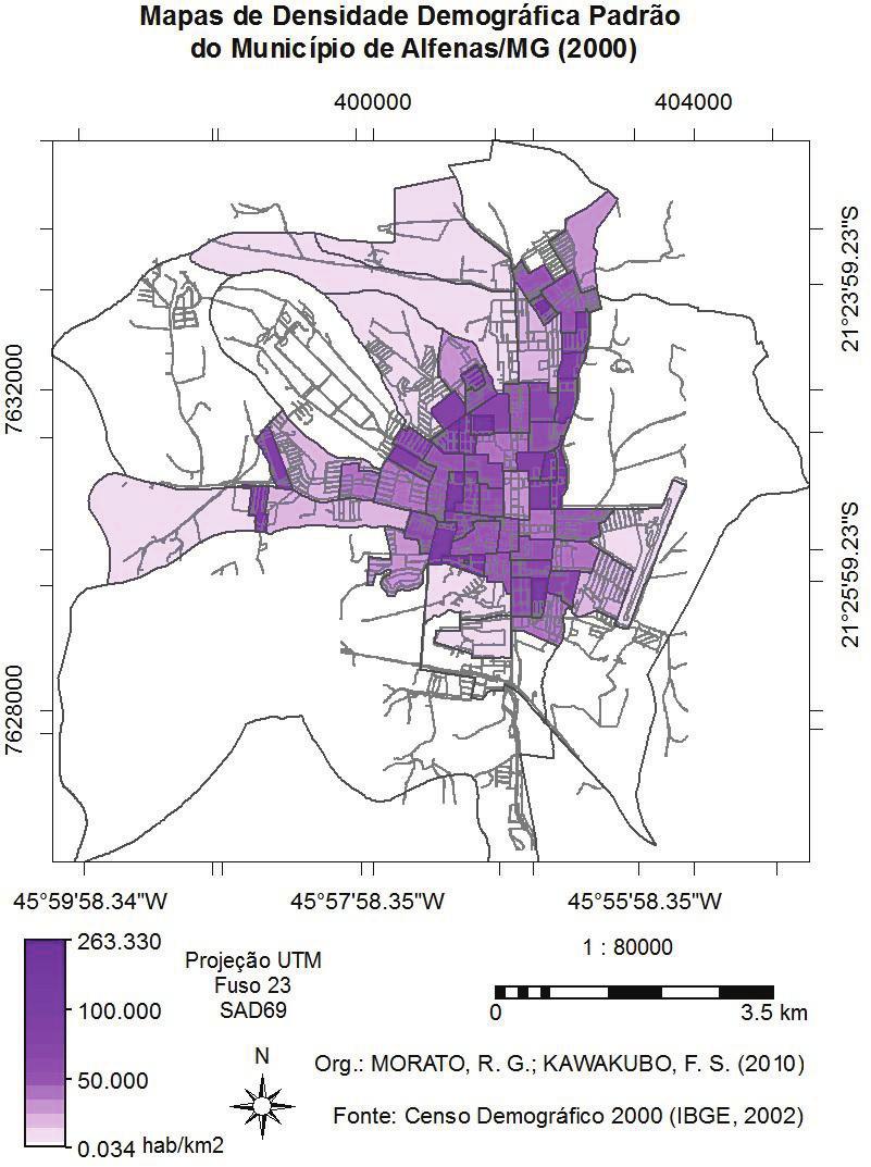 Figura 3: Mapa de Densidade Demográfica de Alfenas