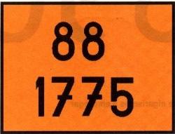 EXEMPLOS Número de identificação de risco 88 (altamente corrosivo) Número do produto (ONU) -1775