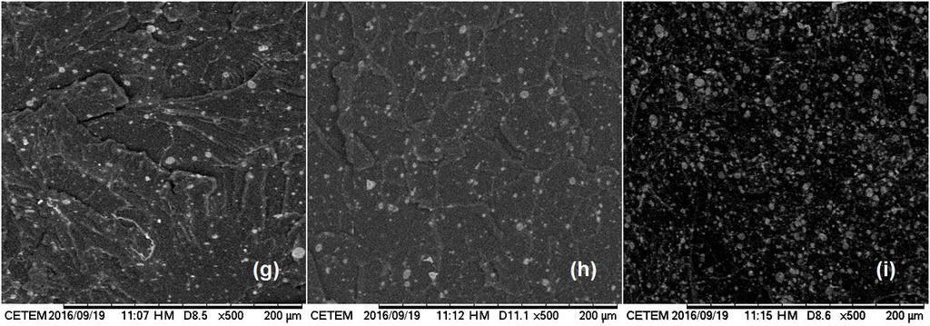 Figura 8: Micrografias SEM dos experimentos com