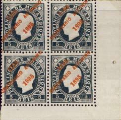 1895 Emissão Comemorativa do 7º Centenário do Nascimento de Santo António Sobrecarga «antonina» impressa tipograficamente pela Imprensa Nacional de Moçambique, sobre selos da emissão D.