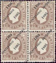 1895 Emissão Comemorativa do 7º Centenário de Santo António, selos de D.